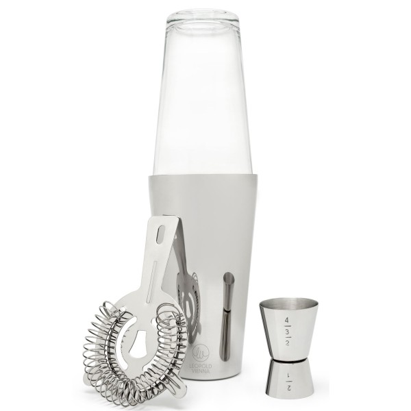 glänzendes Edelstahl Cocktail Shaker Set Boston 4-teilig - Art.-Nr.LV233019