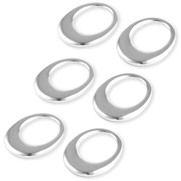 Zilverstad versilberte glänzende ovale 6-teilige Stoffserviettenringe im Set 7 cm