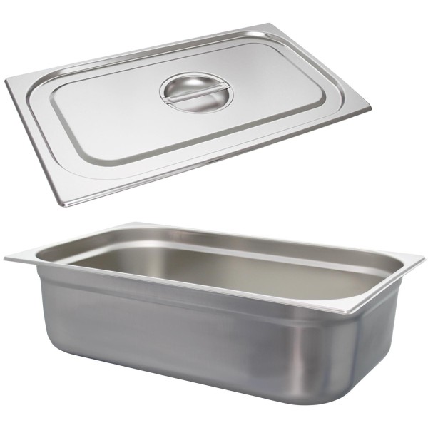 Schneider GN-Behälter 1/1 mit Deckel 15 cm tiefer Edelstahl Gastronorm Einsatz ohne Löffelmulde