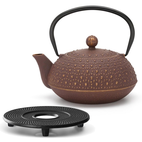 Bredemeijer violette Asia Guss-Teekanne 0.9 Liter mit Guss-Untersetzer