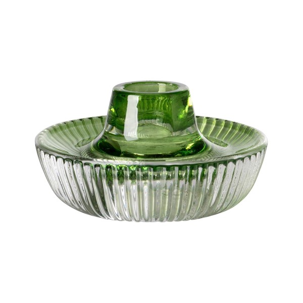 Fink beidseitig verwendbarer Glas-Kerzenhalter Ø 10 cm grün für Teelichter & Stabkerzen - Art.-Nr. 118000