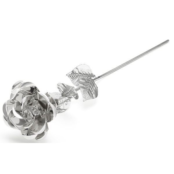 versilberte glänzende Deko Rose ca. 33.5 cm lang - Art.-Nr.8128231