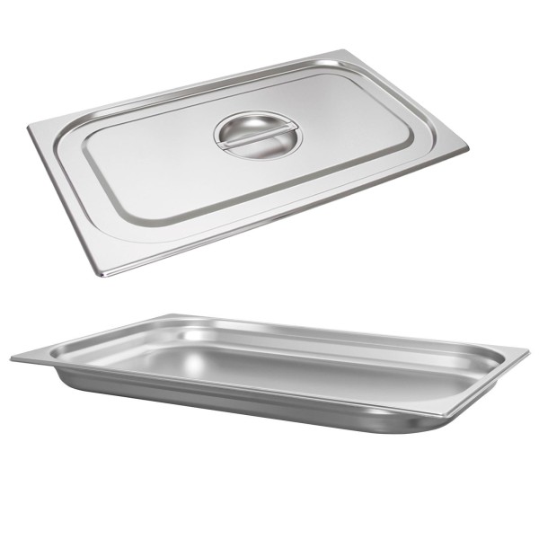 Schneider GN-Behälter 1/1 mit Deckel 4 cm tiefer Edelstahl Gastronorm Einsatz ohne Löffelmulde