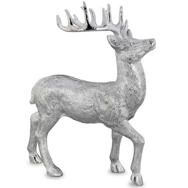 großer silberner stehender Polyresin Deko Hirsch 50 cm - Art.-Nr. 6346