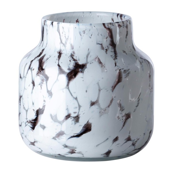 Fink großes Glas-Windlicht 19 cm braun-weißer Kerzenhalter für Stumpenkerzen - Art.-Nr. 115426
