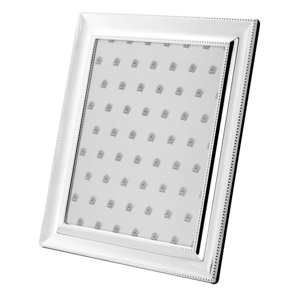 Fotorahmen Fotogröße 20 x 25 cm versilbert Bilderrahmen mit Perlrand & Samtrücken - Art.-Nr. 30213