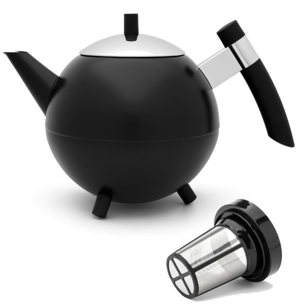 Bredemeijer schwarze Edelstahl Teekanne 1.2 Liter doppelwandig & Zubehör ohne / mit Filter