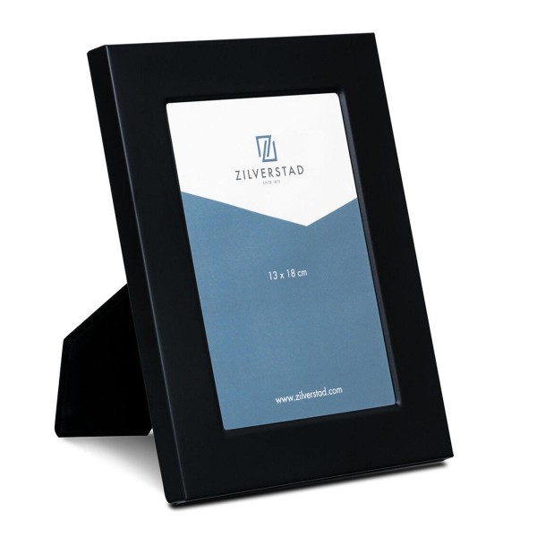 Zilverstad schwarzer Bilderrahmen 13x18 cm Fotorahmen mit breiter Leiste & Veloursrücken 
