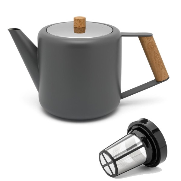 Bredemeijer doppelwandige graue Edelstahl Teekanne 1.1 Liter & Zubehör ohne / mit Filter