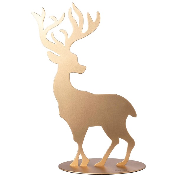 Fink goldfarbener Deko Hirsch 30 cm matt pulverbeschichtete Dekofigur zum Aufstellen - Art.-Nr. 151208