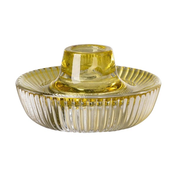 Fink beidseitig verwendbarer Glas-Kerzenhalter Ø 10 cm gelb für Teelichter & Stabkerzen - Art.-Nr. 118005