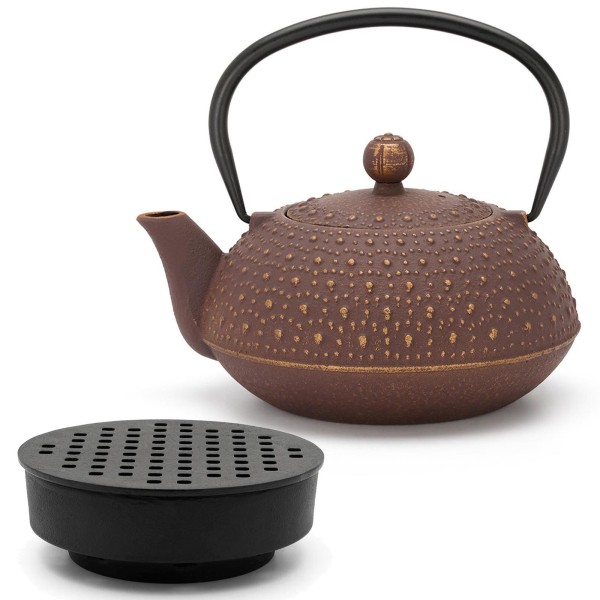 Bredemeijer violette Asia Guss-Teekanne 0.9 Liter mit Guss-Stövchen