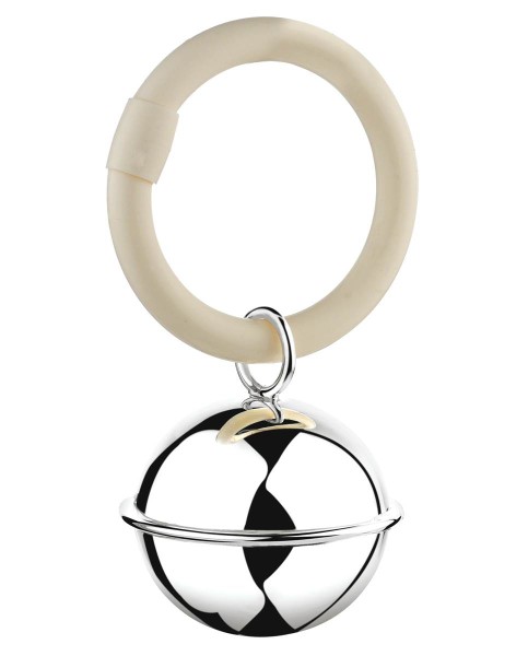 Zilverstad Rassel Ball am Ring B90 schwer versilbert L 9 cm B 3,5 cm H 5,5 cm - Art.-Nr. A7360820