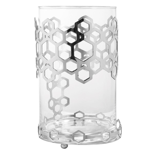 Fink Windlicht 19 cm mit Glas Edelstahl Kerzenhalter für Stumpenkerzen & Teelichter - Art.-Nr. 146265